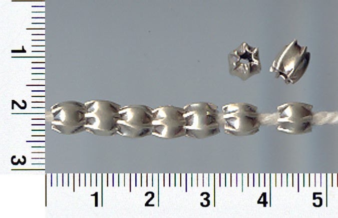 Thai Karen Hill Tribe Silver Beads Plain Pleat Beads BL012 (10 Beads)