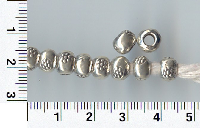 Thai Karen Hill Tribe Silver Beads Daisy Printed Round Bead BL042 (10 Beads)