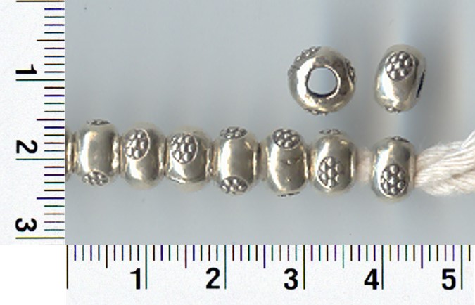 Thai Karen Hill Tribe Silver Beads Daisy Printed Round Bead BL043 (10 Beads)