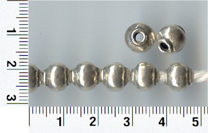 Thai Karen Hill Tribe Silver Beads Plain Round Bead BL046 (10 Beads)