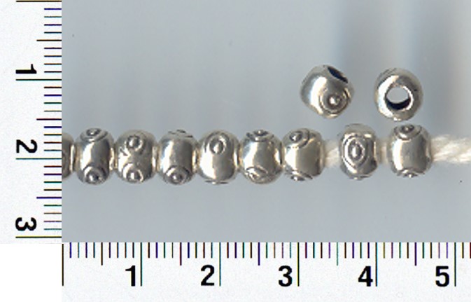 Thai Karen Hill Tribe Silver Beads Eye Printed Round Bead BL048 (10 Beads)