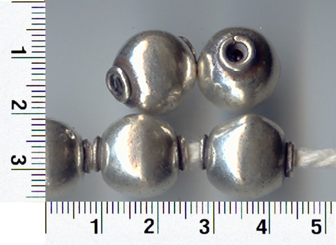 Thai Karen Hill Tribe Silver Beads Plain Round Bead BL057 (5 Beads)