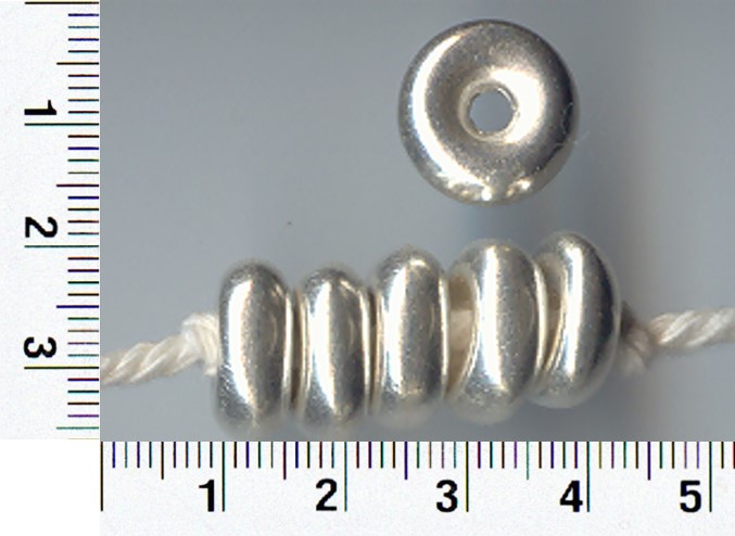Thai Karen Hill Tribe Silver Beads Plain Disk Large BL085 (5 Beads)
