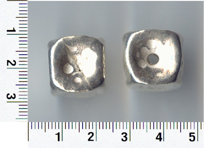Thai Karen Hill Tribe Silver Beads Hammered Cube With Hole Beads BL090 (5 Beads)
