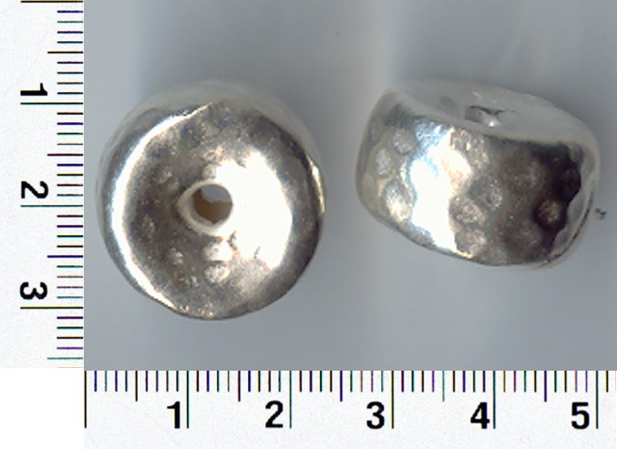 Thai Karen Hill Tribe Silver Beads Hammered Round Circular With Hole Large Beads BL092 (5 Beads)