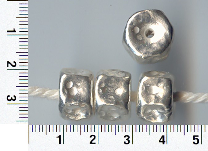 Thai Karen Hill Tribe Silver Beads Hammered Hexagon With Hole Bead BL093 (5Beads)