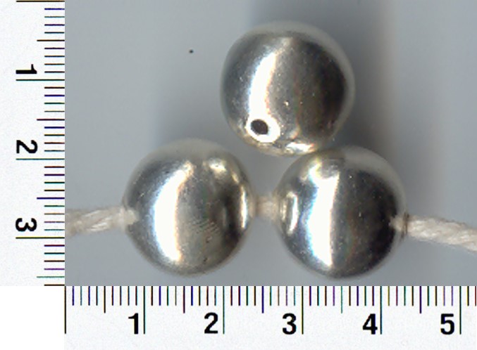 Thai Karen Hill Tribe Silver Beads Brushed Plain Round Bead BL112 (2 Beads)