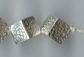 Thai Karen Hill Tribe Silver Beads Hammered Cube Beads BL136 (5 Beads)