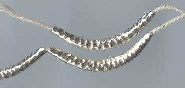 Thai Karen Hill Tribe Silver Beads Hammered Curve Beads BL145 (5 Beads)