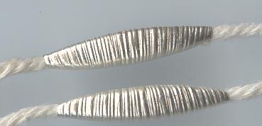 Thai Karen Hill Tribe Silver Beads Hammered Rice Seed Tube Beads BL147 (5 Beads)