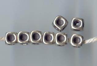 Thai Karen Hill Tribe Silver Beads Pit Cube Beads BL154 (10 Beads)