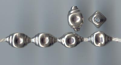 Thai Karen Hill Tribe Silver Beads Pit Eye Shape Bead BL155 (10 Beads)