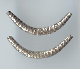 Thai Karen Hill Tribe Silver Beads Hammered Curve BL229 (2 Beads)