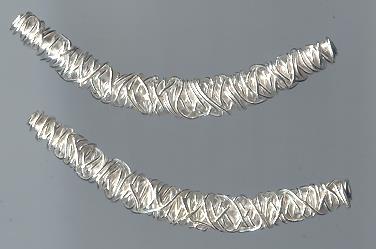 Thai Karen Hill Tribe Silver Beads Wire Wrap Curve Bead BL233 (2 Beads)