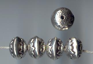 Thai Karen Hill Tribe Silver Beads Imprint Button Beads BL251 (5 Beads)