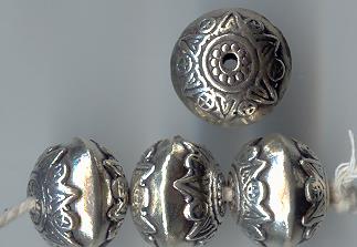 Thai Karen Hill Tribe Silver Beads Imprint Button Beads BL252 (5 Beads)