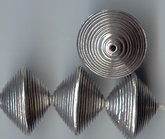 Thai Karen Hill Tribe Silver Beads Swirl Engraved Bicone Bead BL274 (5 Beads)