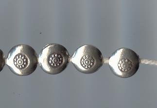 Thai Karen Hill Tribe Silver Beads Dot Printed Button Beads BL288 (5 Beads)