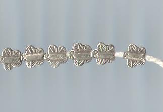 Thai Karen Hill Tribe Silver Beads Leaf Printed Little Insect Beads BL299 (5 Beads)