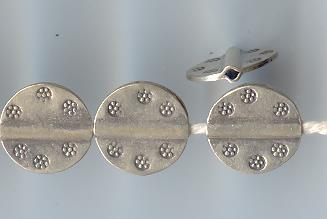 Thai Karen Hill Tribe Silver Beads Daisy Printed Disk Beads BL332 (5 Beads)