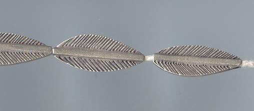 Thai Karen Hill Tribe Silver Beads Printed Long Oval Leaf Beads BL344 (2 Beads)