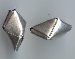 Thai Karen Hill Tribe Silver Beads Plain Origami Beads BL386 (2 Beads)