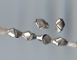 Thai Karen Hill Tribe Silver Beads Plain Origami Beads BL389 (5 Beads)