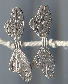Thai Karen Hill Tribe Silver Beads Wing Of Butterfly Beads BL455 (10 Beads)