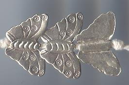 Thai Karen Hill Tribe Silver Beads Circle Printed Butterfly Beads BL462 (10 Beads)