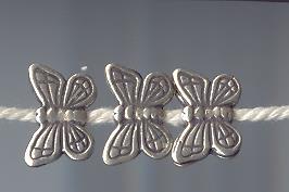 Thai Karen Hill Tribe Silver Beads Lovely Butterfly Beads BL467 (10 Beads)