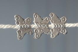 Thai Karen Hill Tribe Silver Beads Circle Printed Butterfly Beads BL472 (10 Beads)