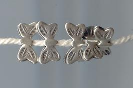 Thai Karen Hill Tribe Silver Beads Leaf Wing Printed Butterfly Beads BL473 (10 Beads)