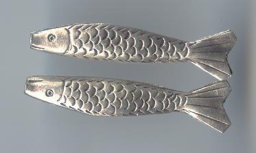 THAI KAREN HILL TRIBE SILVER BEADS LONG FISH BEAD BL532 (2 BEADS)