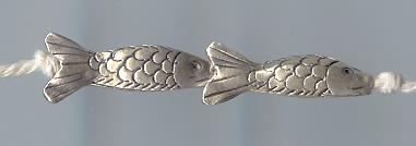 Thai Karen Hill Tribe Silver Beads Fish Beads BL574 (2 Beads)