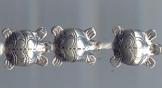 Thai Karen Hill Tribe Silver Beads Turtle Bead BL588 (2 Beads)