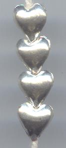 Thai Karen Hill Tribe Silver Beads Plain Small Heart Bead BL612 (1 Bead)