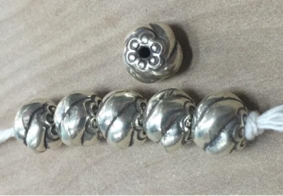 Thai Karen Hill Tribe Silver Beads BL915 (5 Beads)