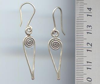 Thai Karen Hill Tribe Silver  Spiral Hook Earrings ER003 