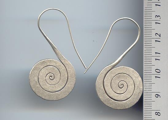 Thai Karen Hill Tribe Silver Spiral Hanging Dew Drop Earrings ER015 