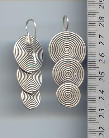 THAI KAREN HILL TRIBE SILVER DOUBLE SPIRAL WITH BAMBOO EARRINGS ER034 