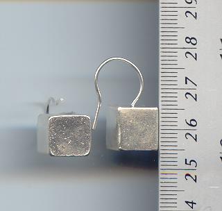 Thai Karen Hill Tribe Silver Cube Brushed Earringscube Brushed Earrings ER040 