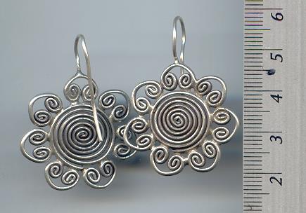Thai Karen Hill Tribe Silver Spiral Flower Earrings ER041 