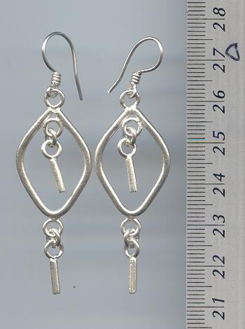 Thai Karen Hill Tribe Silver Rhombic With Hanging Stick Earrings ER044 