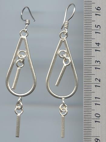 Thai Karen Hill Tribe Silver Dew Drop With Hanging Stick Earrings ER045 