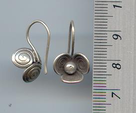 Thai Karen Hill Tribe Silver Swirl Printed Little Flower Earrings ER060 