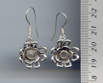 Thai Karen Hill Tribe Silver Swirl Flower Earrings ER062 