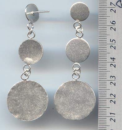 Thai Karen Hill Tribe Silver Triple Hanging Plain Circle Earrings ER084 