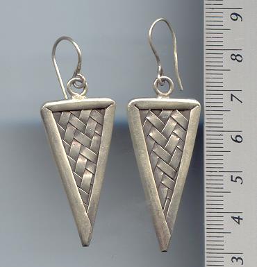 Thai Karen Hill Tribe Silver Woven Triangle Earrings ER094 