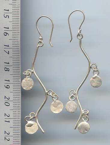 Thai Karen Hill Tribe Silver Flat Plain Disk Hanging Earrings ER107 