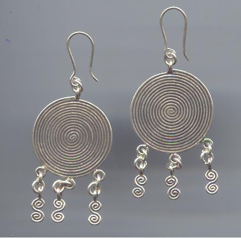 Thai Karen Hill Tribe Silver Spiral With Tri-Swirl Earrings ER108 